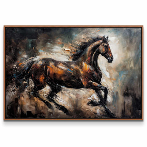 a painting of a running horse on a white background