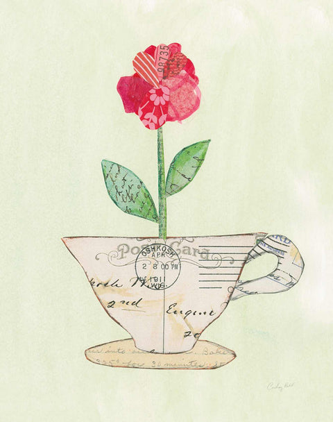 a drawing of a flower in a teacup