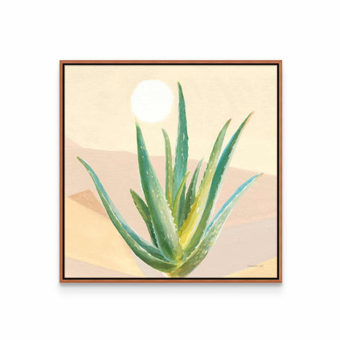 a painting of an aloei plant on a beige background