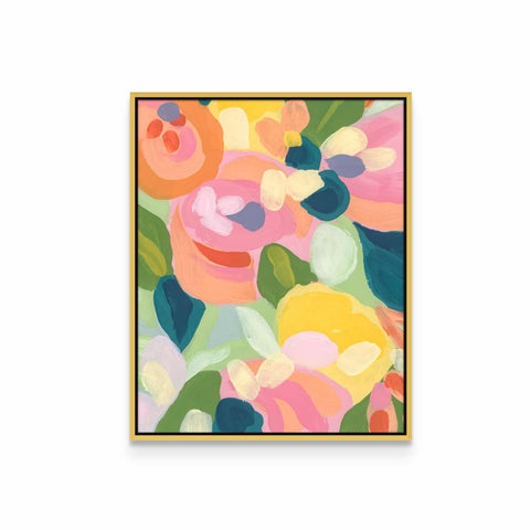 a painting of flowers on a white wall