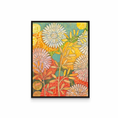 a painting of flowers on a white wall