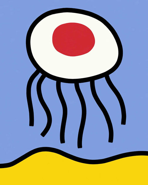 a painting of a jellyfish floating in the ocean