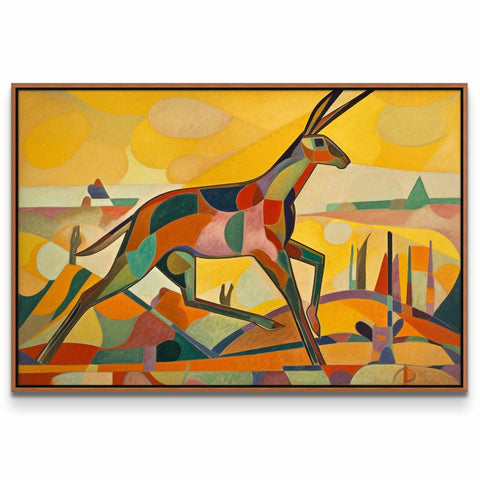 a painting of a deer in a field