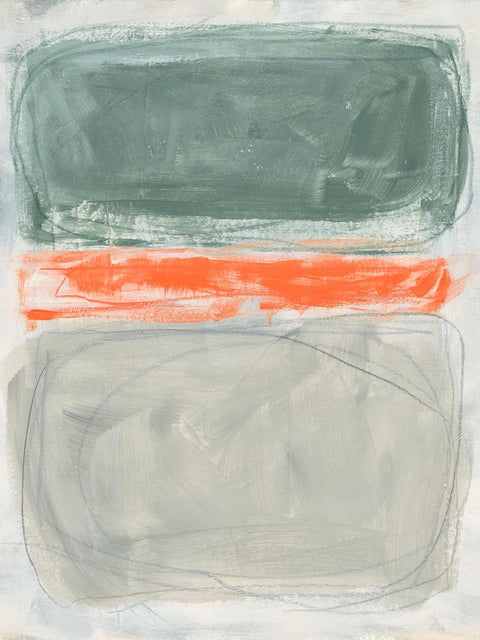 an abstract painting with orange and gray colors