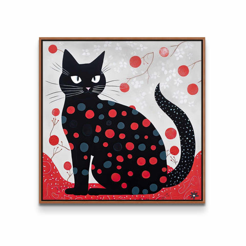 a painting of a black cat on a white background