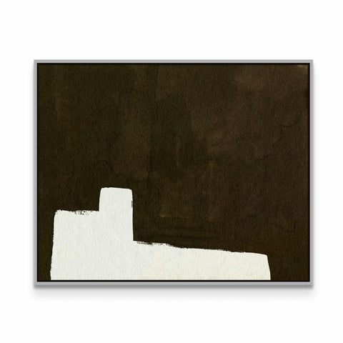 a painting of a white building against a black background