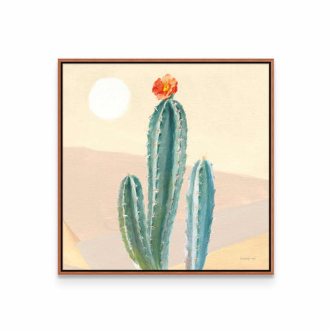 a painting of a cactus with a flower on it