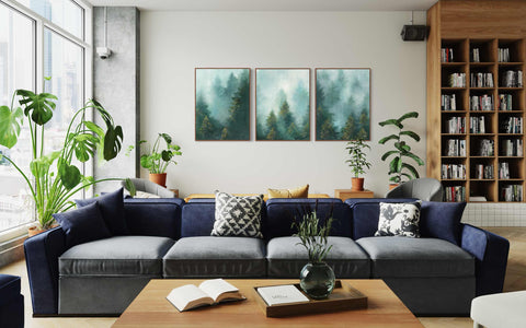 a living room filled with furniture and a large window